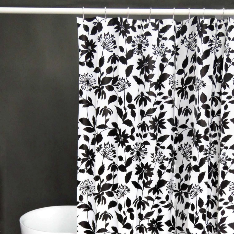Rideau de douche floral noir