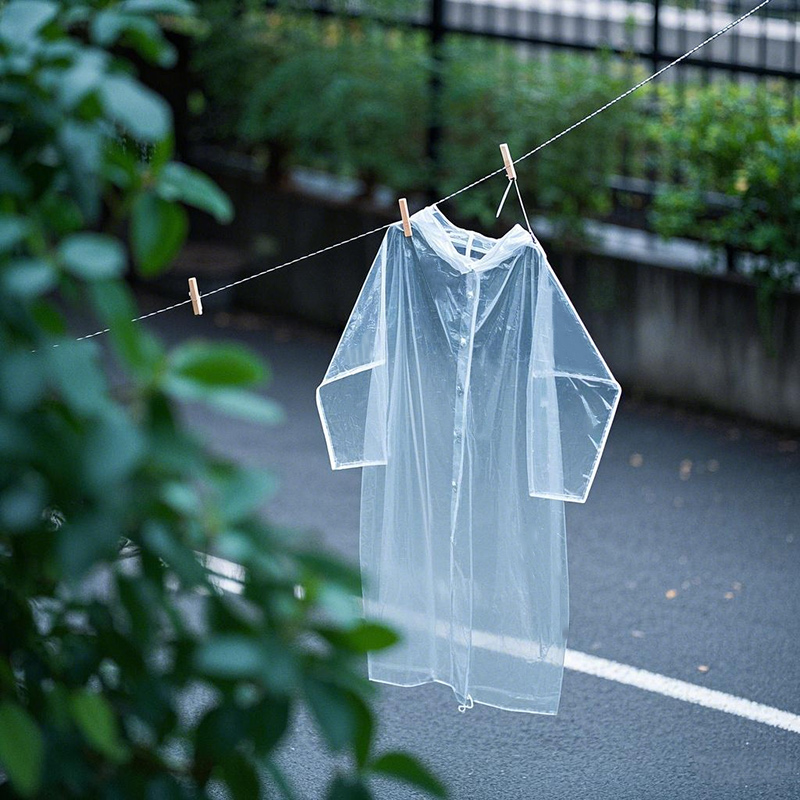 معطف واق من المطر من البلاستيك الشفاف