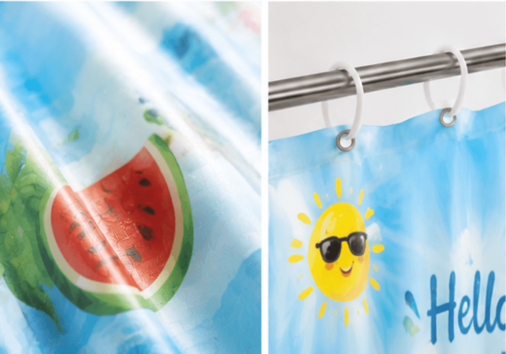 Cortina de Ducha PEVA Impresa de Verano Hola Niños Surf Playa