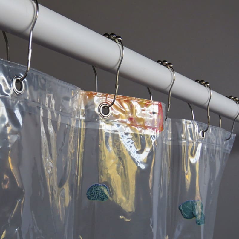 Clear Shower Curtain with Fish Design