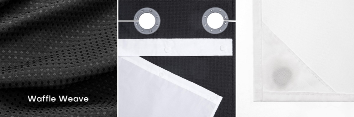 Rideau de douche sans crochets avec doublure à pression