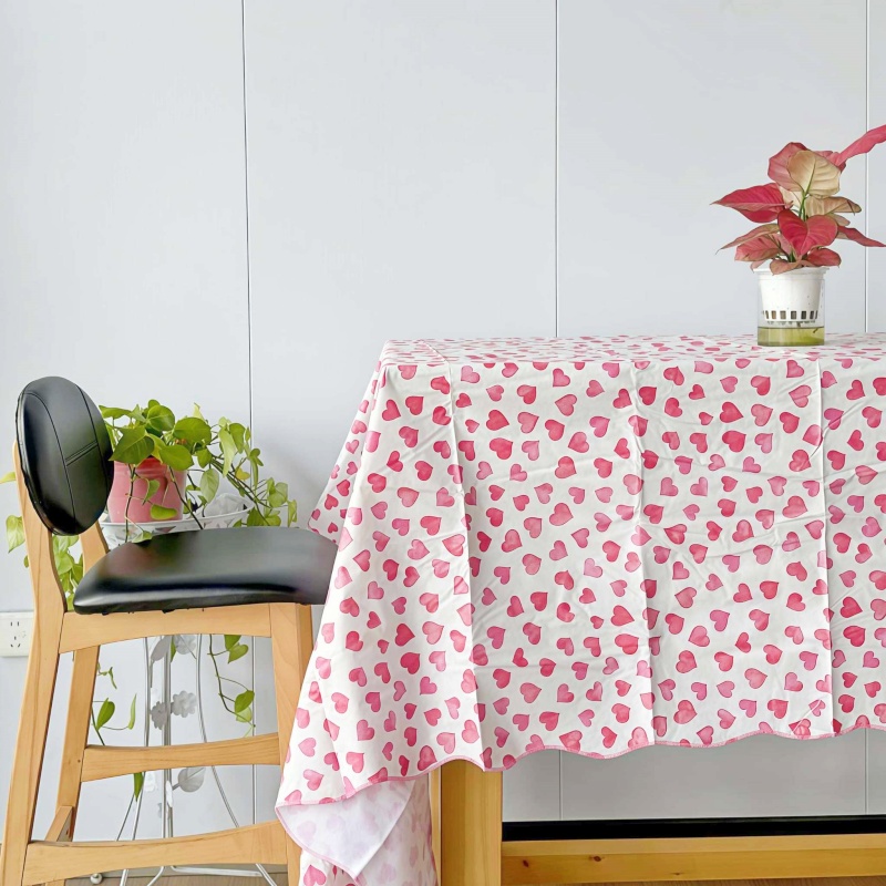 Pink Hearts Plastic Tablecloth