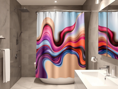 Comment utiliser un rideau de douche abstrait comme point focal dans la décoration d'une salle de bain