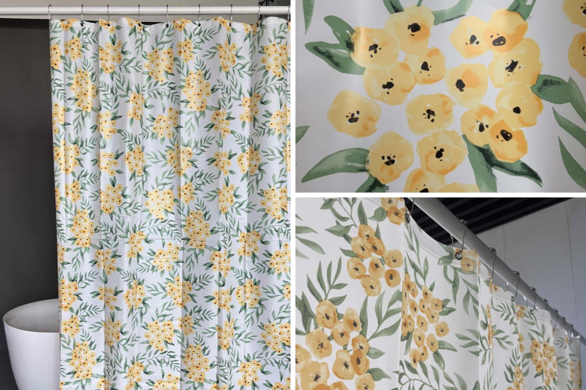 Cortina de ducha de PEVA con diseño de jardín de níspero
