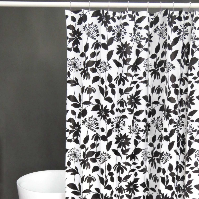 Siyah Beyaz 72 İnç Duş Perdesi
