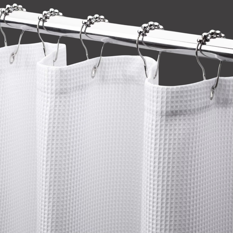 White Waffle Fabric Shower Curtain