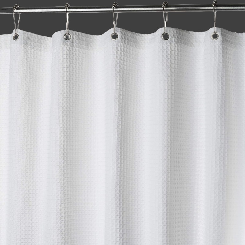White Waffle Fabric Shower Curtain