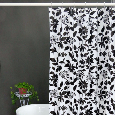 Black Floral Shower Curtain