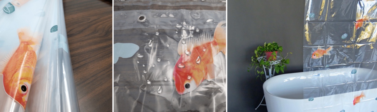Clear Shower Curtain with Fish Design Clear Shower Curtain with Fish Design