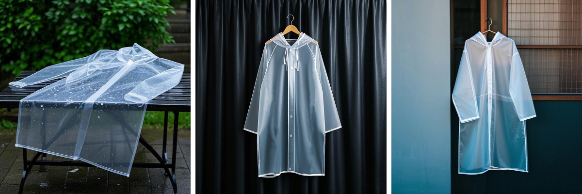 معطف واق من المطر من البلاستيك الشفاف