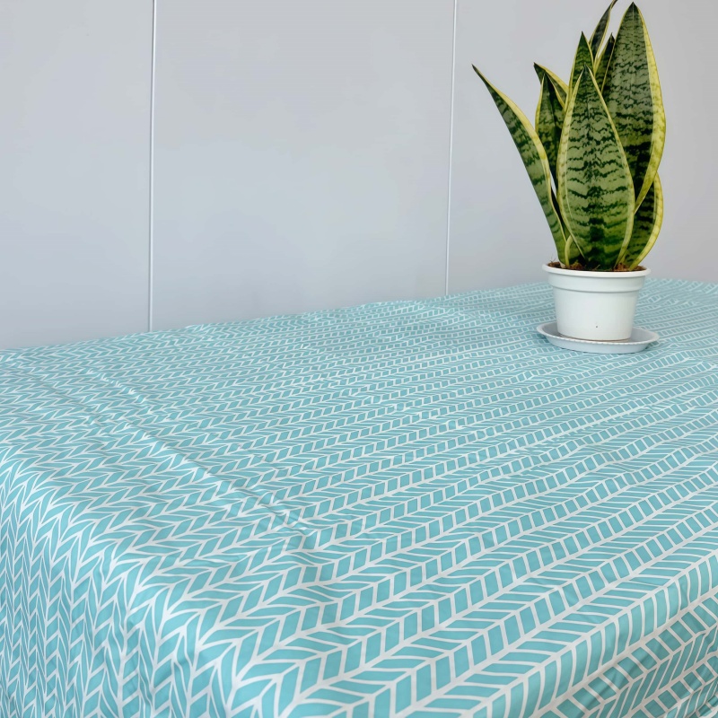 Blue Vinyl Flannel Backing Tablecloth