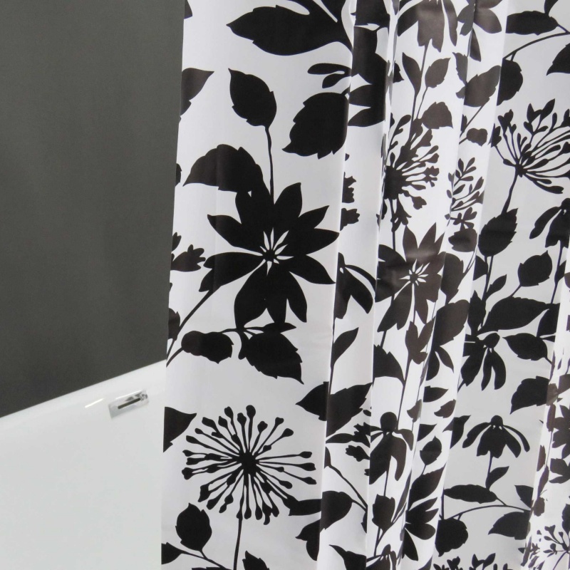 Siyah Beyaz 72 İnç Duş Perdesi