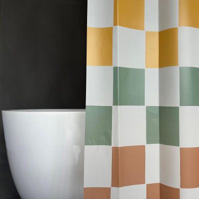 Retro Grid PEVA Shower Curtain