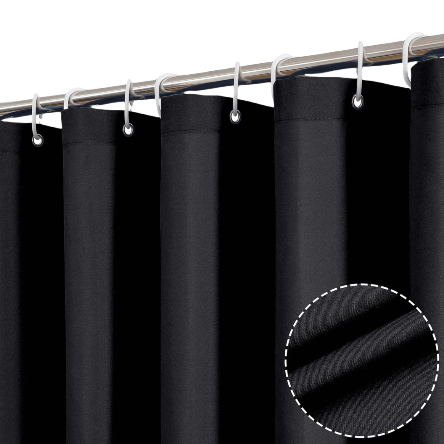 Black Fabric Shower Curtain