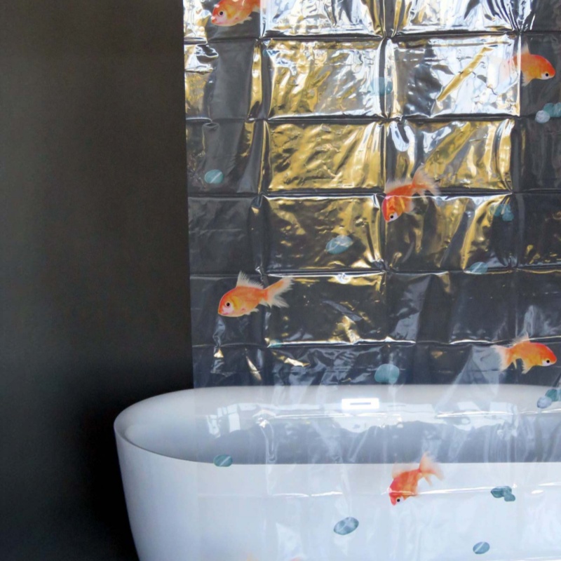 Clear Shower Curtain with Fish Design
