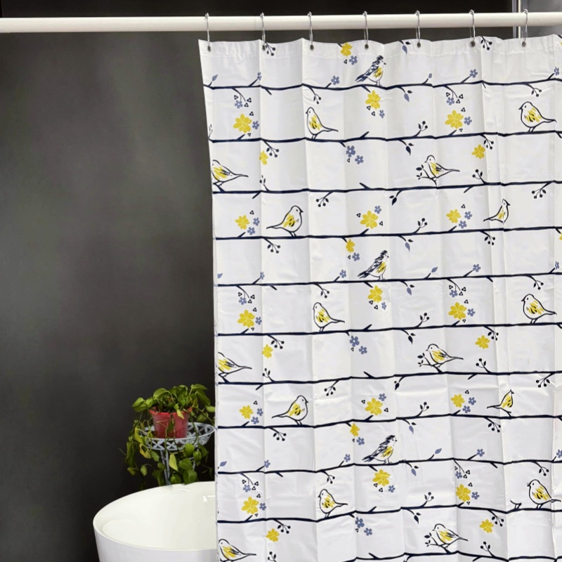 Plastic Blue Shower Curtain
