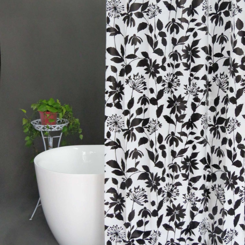 Siyah Beyaz 72 İnç Duş Perdesi