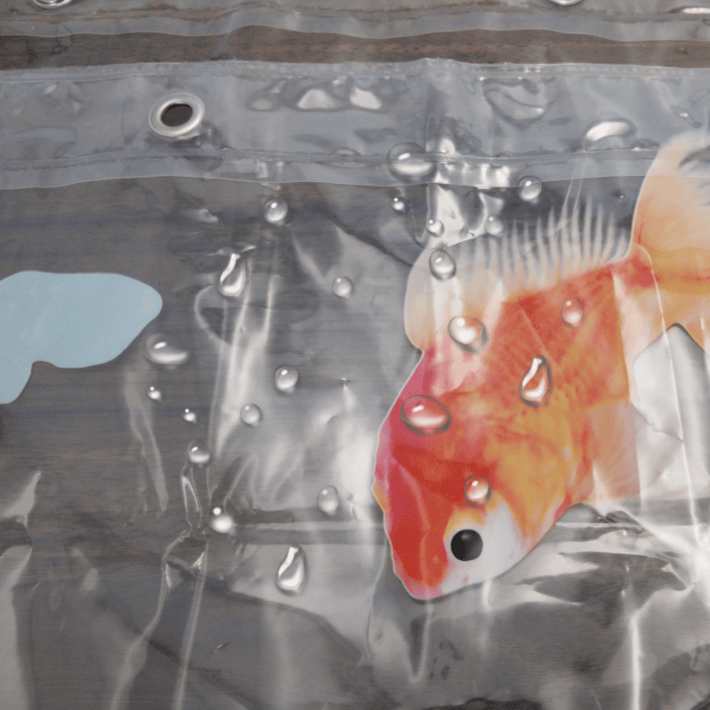 Clear Shower Curtain with Fish Design
