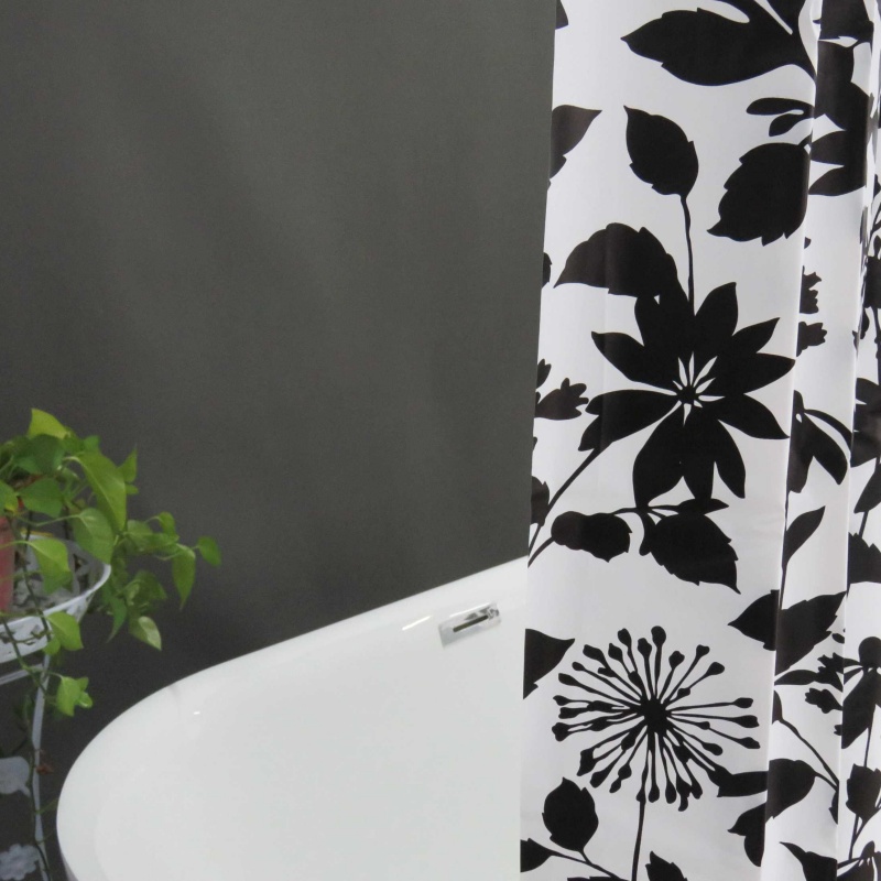 Siyah Beyaz 72 İnç Duş Perdesi