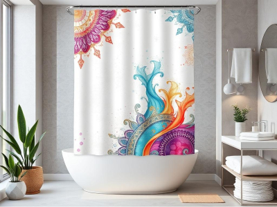 Petite salle de bain ? Essayez ces rideaux de douche artistiques pour un effet visuel plus saisissant.