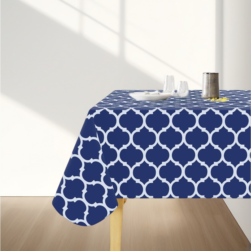 파란색 비닐 식탁보 플란넬 백킹