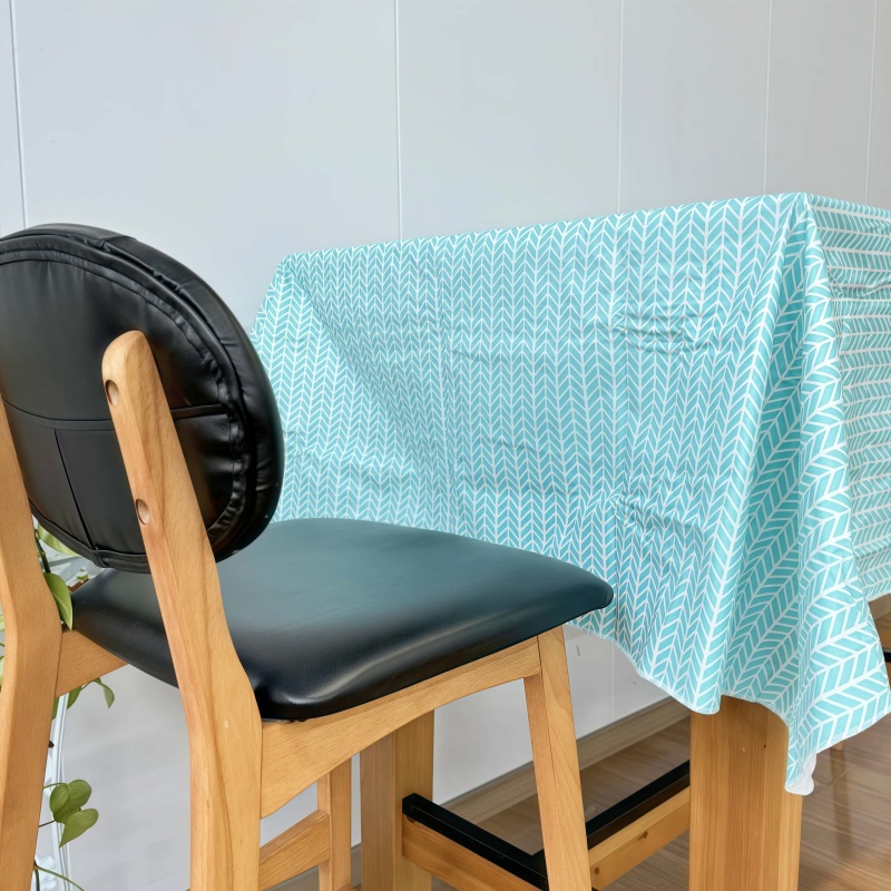 Blue Vinyl Flannel Backing Tablecloth