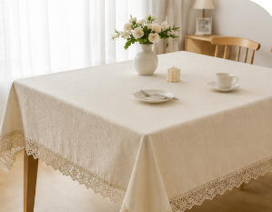 Tovaglia Jacquard Impermeabile con Pizzo Elegante