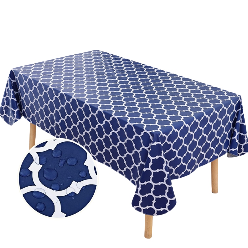 파란색 비닐 식탁보 플란넬 백킹