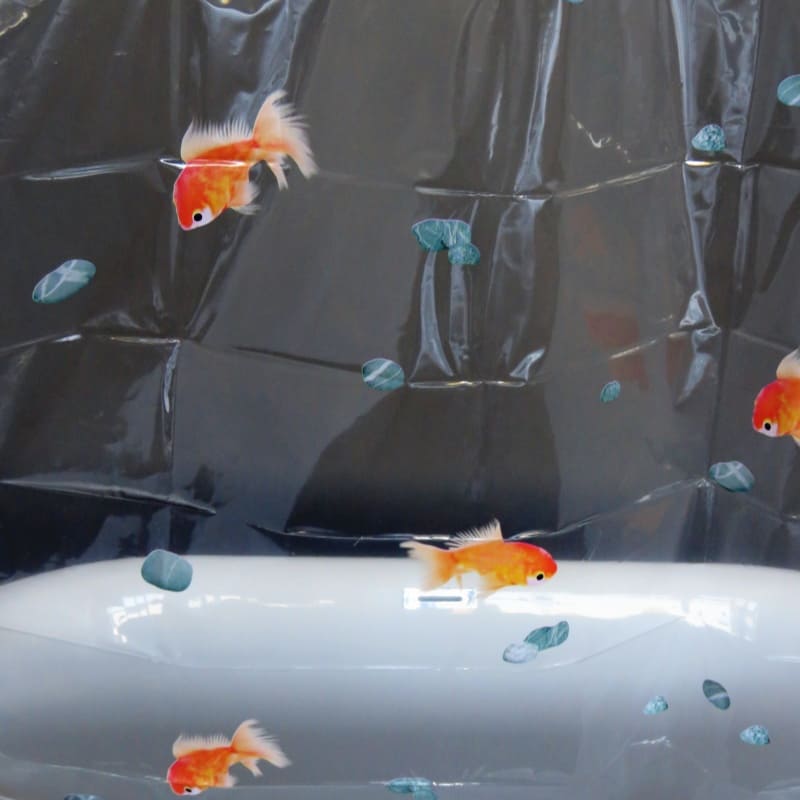 Clear Shower Curtain with Fish Design