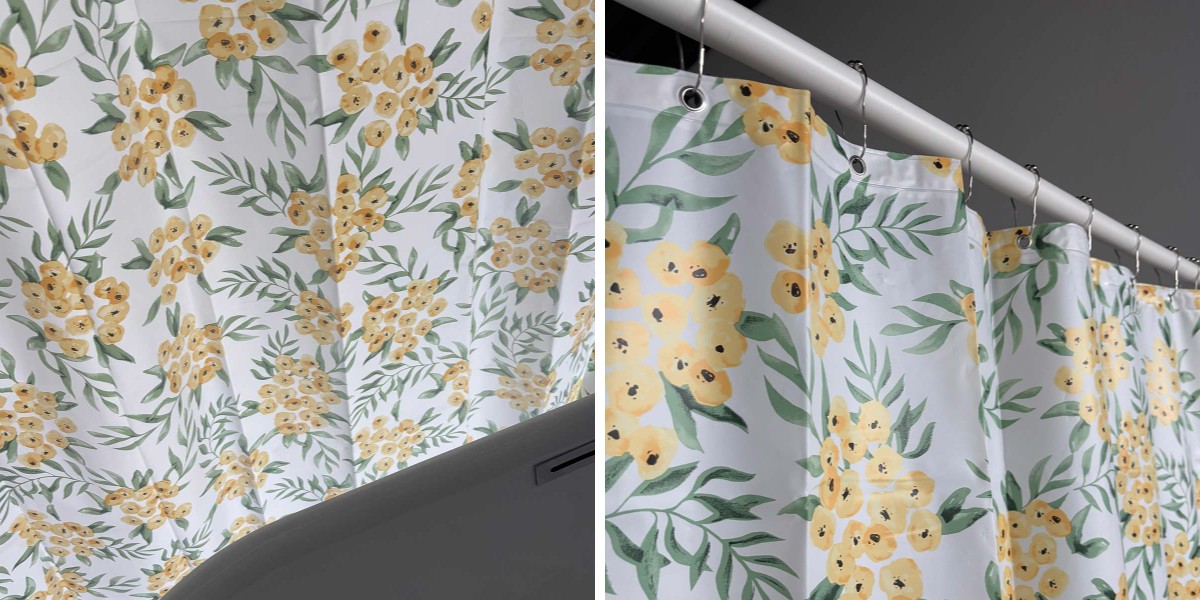 Cortina de ducha de PEVA con diseño de jardín de níspero