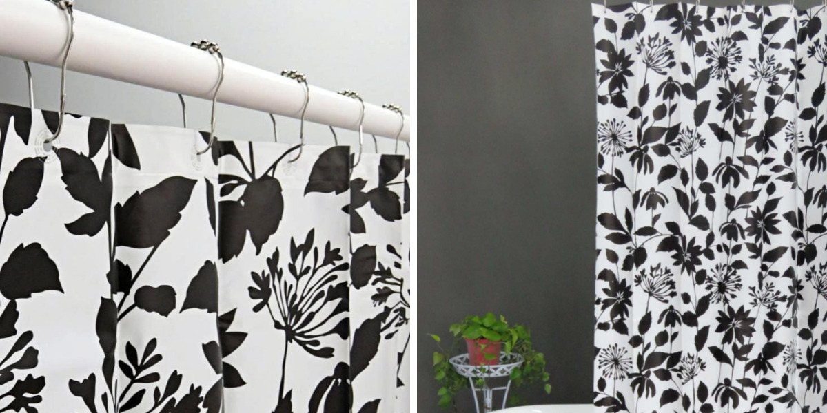 Siyah Beyaz 72 İnç Duş Perdesi