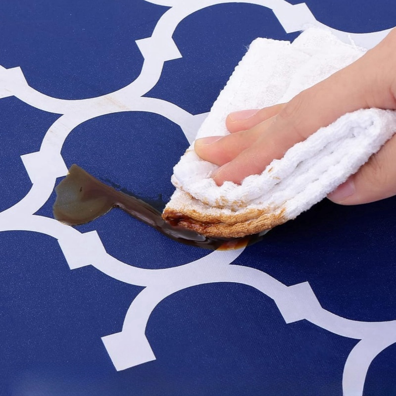 파란색 비닐 식탁보 플란넬 백킹