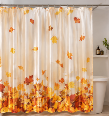 Autumn Maple Leaf Print Waterproof Fabric Shower Curtain
