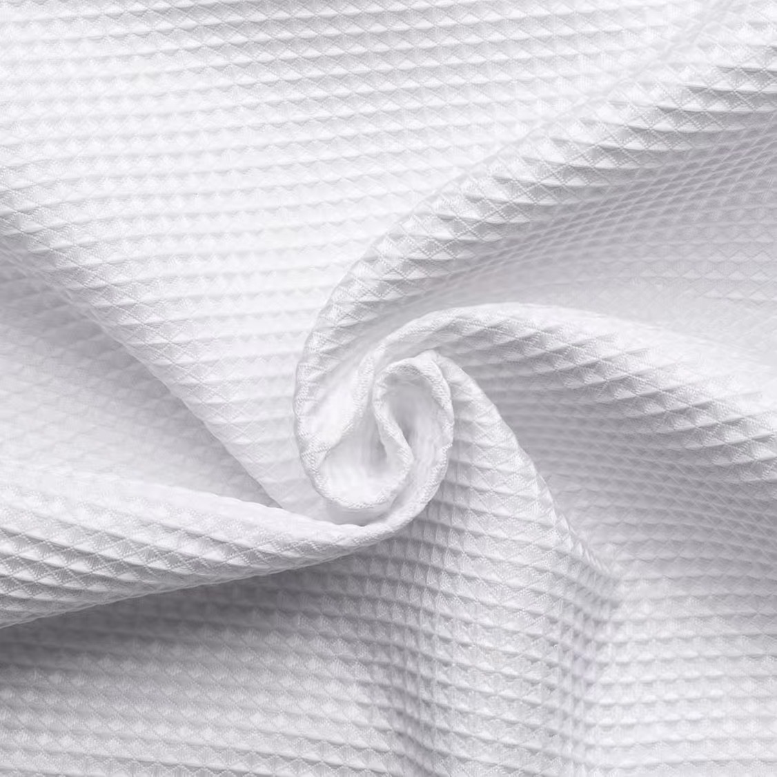 White Waffle Fabric Shower Curtain