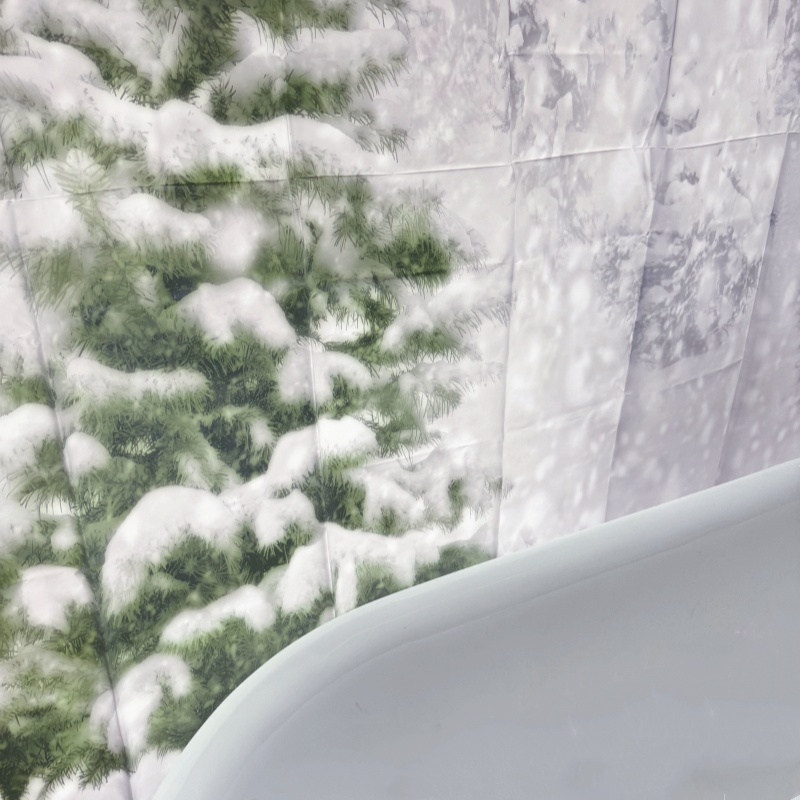 Snow Covered Pine Forest Bathroom Curtain