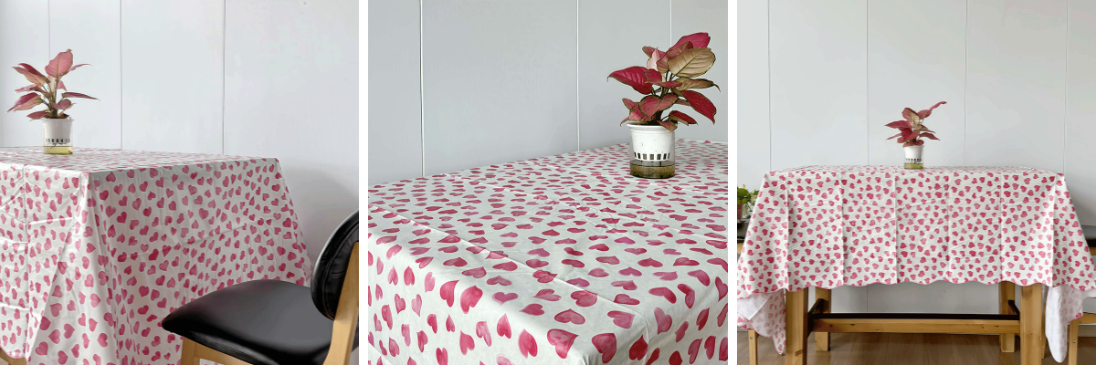 Nappe en vinyle à cœur rouge