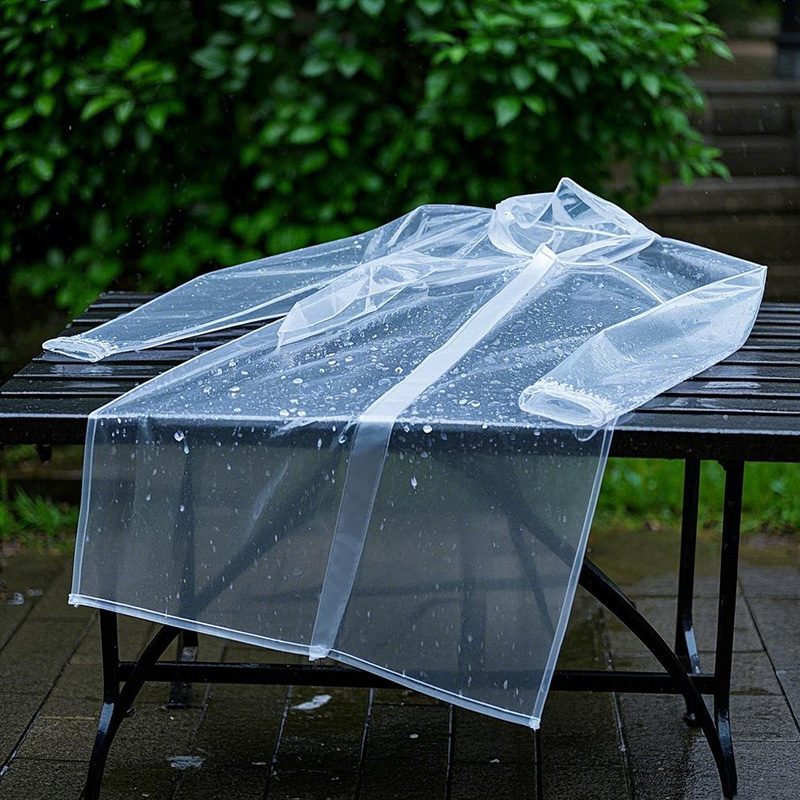 معطف واق من المطر من البلاستيك الشفاف