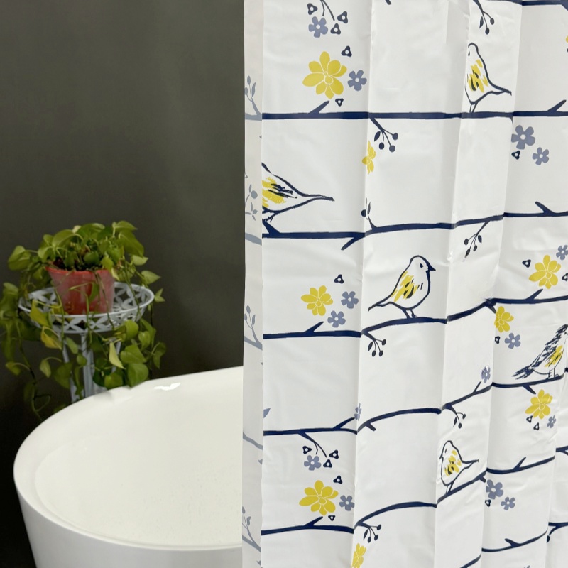 Plastic Blue Shower Curtain