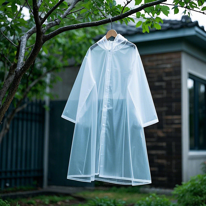 معطف واق من المطر من البلاستيك الشفاف