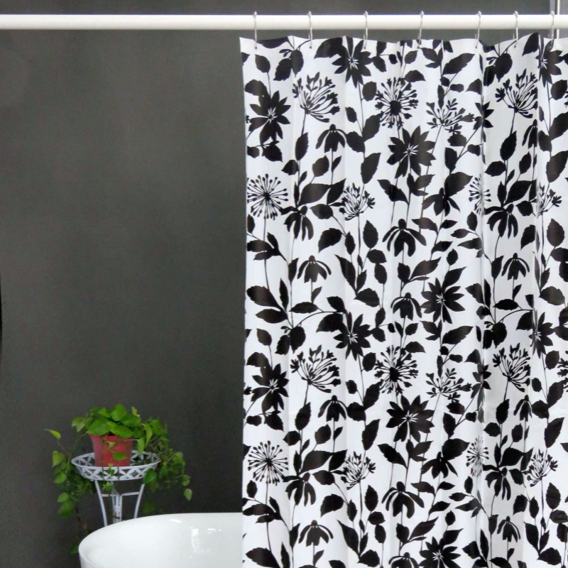 Rideau de douche floral noir