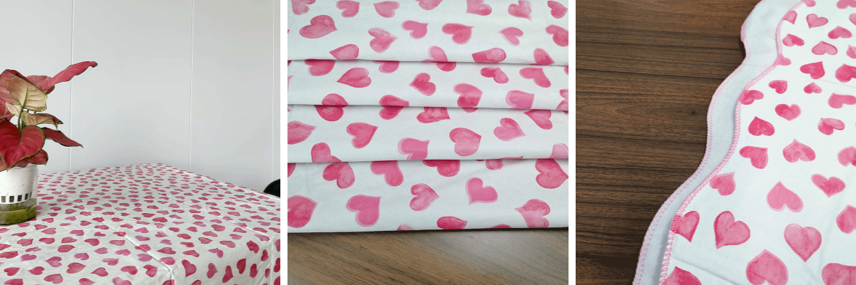 Nappe en vinyle à cœur rouge